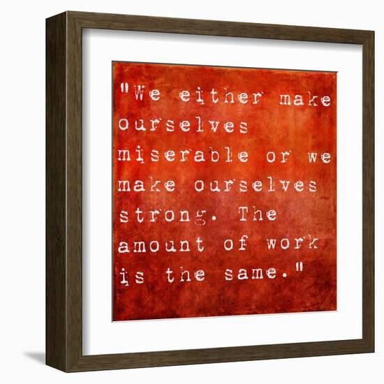 Inspirational Quote By Carlos Castaneda On Earthy Red Background-nagib-Framed Art Print