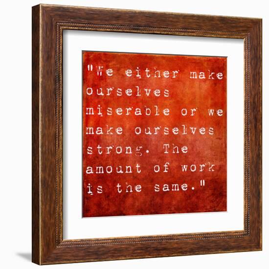 Inspirational Quote By Carlos Castaneda On Earthy Red Background-nagib-Framed Art Print