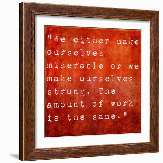 Inspirational Quote By Carlos Castaneda On Earthy Red Background-nagib-Framed Art Print