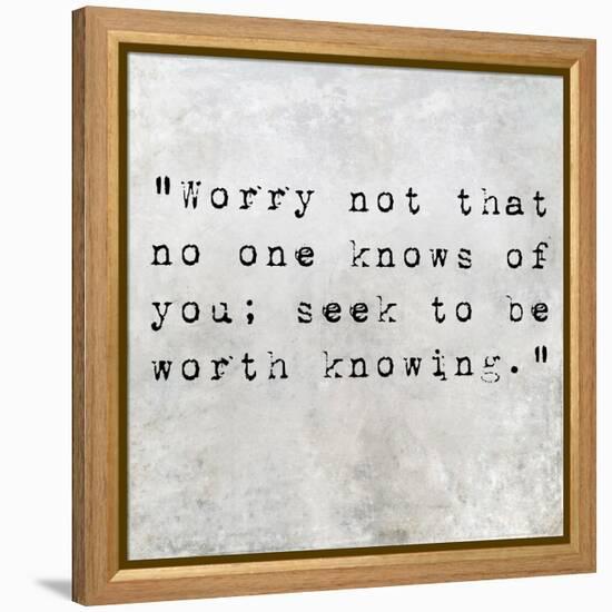 Inspirational Quote By Confucius On Earthy Background-nagib-Framed Stretched Canvas