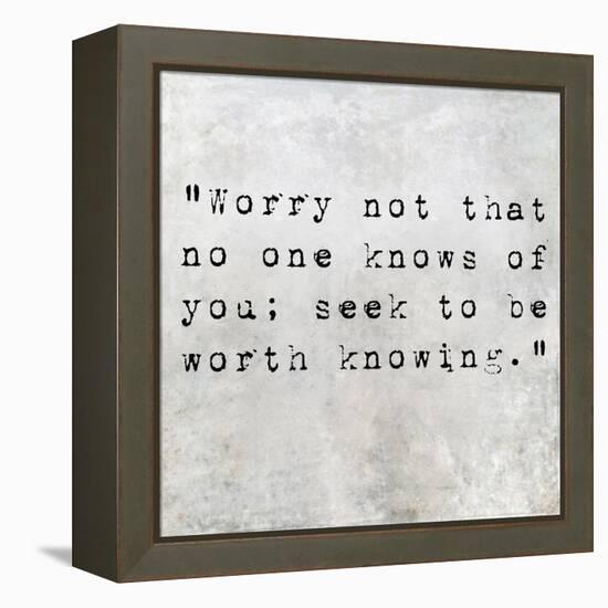 Inspirational Quote By Confucius On Earthy Background-nagib-Framed Stretched Canvas