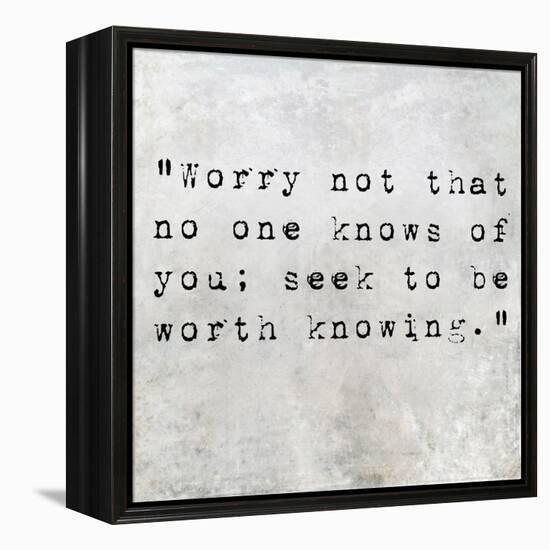 Inspirational Quote By Confucius On Earthy Background-nagib-Framed Stretched Canvas