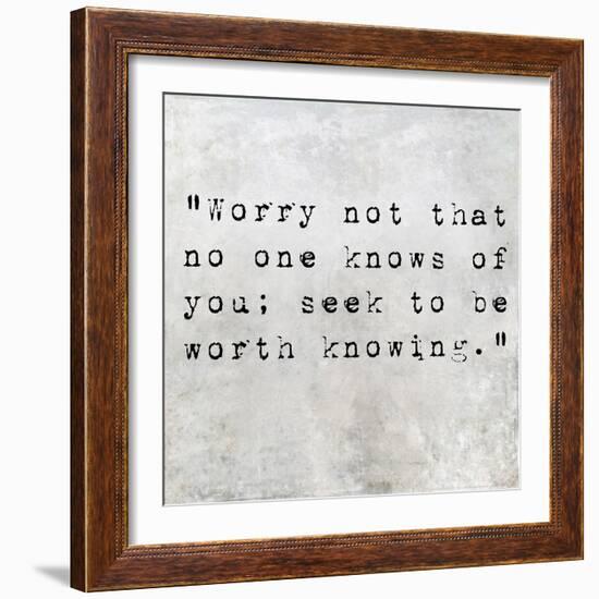 Inspirational Quote By Confucius On Earthy Background-nagib-Framed Art Print