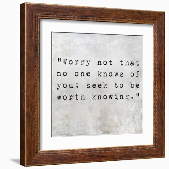 Inspirational Quote By Confucius On Earthy Background-nagib-Framed Art Print