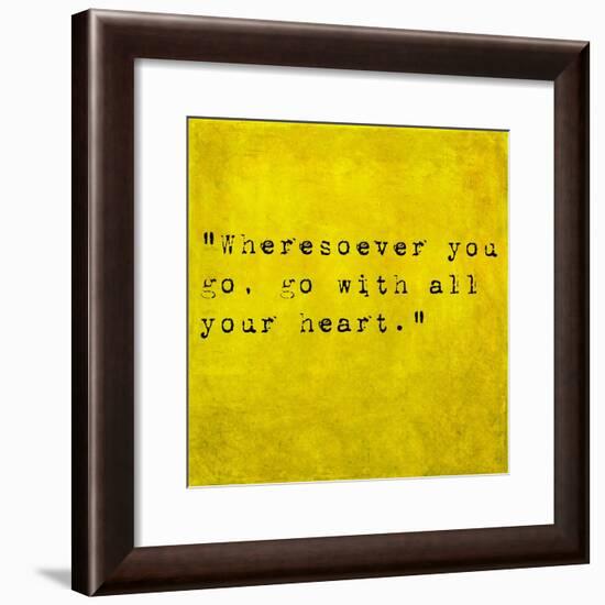 Inspirational Quote By Confucius On Earthy Background-nagib-Framed Premium Giclee Print