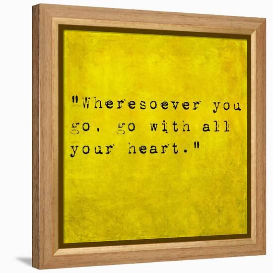 Inspirational Quote By Confucius On Earthy Background-nagib-Framed Stretched Canvas