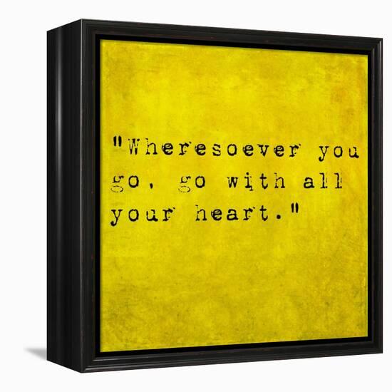 Inspirational Quote By Confucius On Earthy Background-nagib-Framed Stretched Canvas