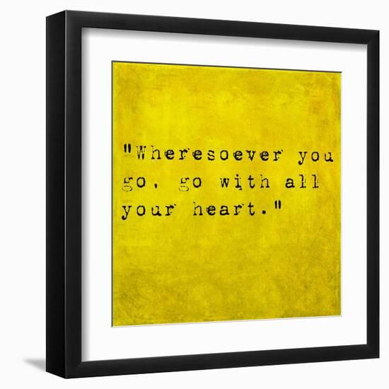 Inspirational Quote By Confucius On Earthy Background-nagib-Framed Art Print