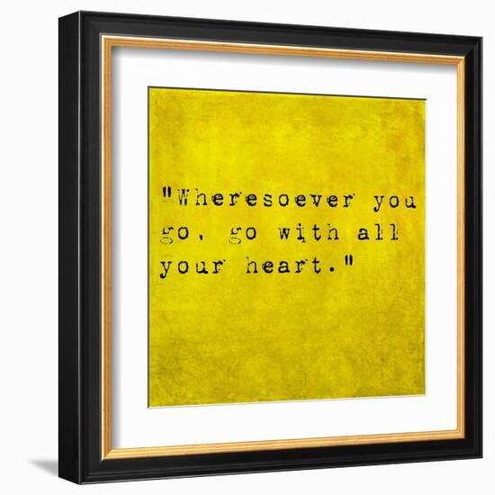 Inspirational Quote By Confucius On Earthy Background-nagib-Framed Art Print