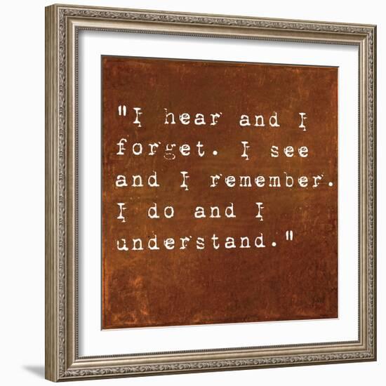 Inspirational Quote By Confucius On Earthy Background-nagib-Framed Art Print