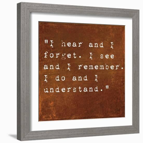 Inspirational Quote By Confucius On Earthy Background-nagib-Framed Art Print