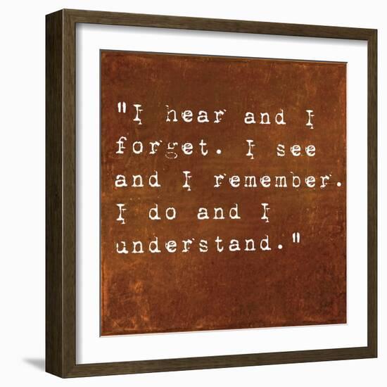 Inspirational Quote By Confucius On Earthy Background-nagib-Framed Art Print