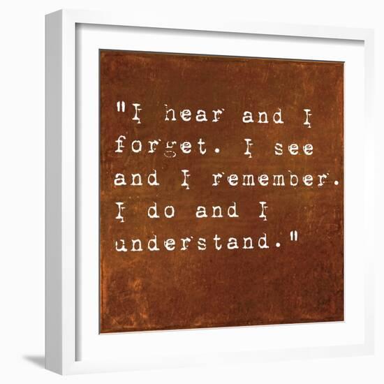 Inspirational Quote By Confucius On Earthy Background-nagib-Framed Art Print