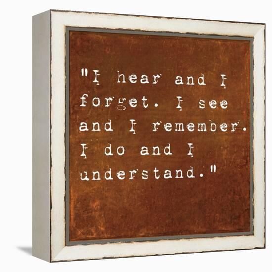 Inspirational Quote By Confucius On Earthy Background-nagib-Framed Stretched Canvas