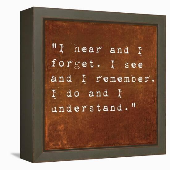 Inspirational Quote By Confucius On Earthy Background-nagib-Framed Stretched Canvas