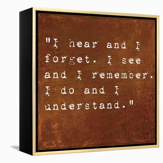 Inspirational Quote By Confucius On Earthy Background-nagib-Framed Stretched Canvas