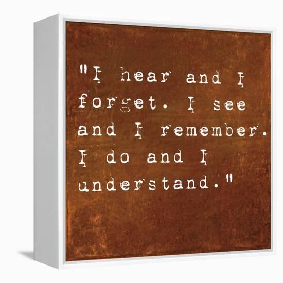 Inspirational Quote By Confucius On Earthy Background-nagib-Framed Stretched Canvas