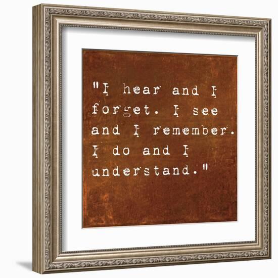 Inspirational Quote By Confucius On Earthy Background-nagib-Framed Art Print