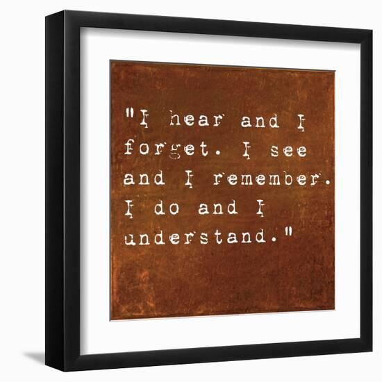 Inspirational Quote By Confucius On Earthy Background-nagib-Framed Art Print