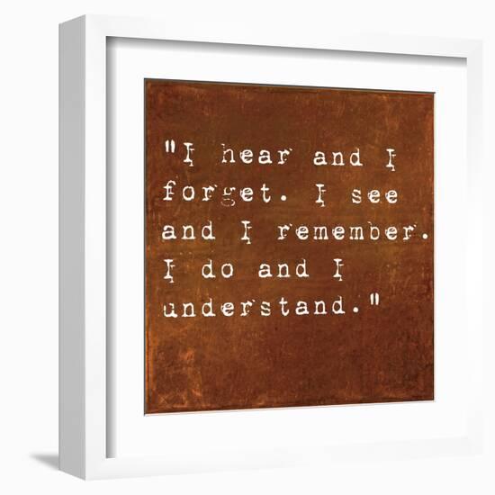 Inspirational Quote By Confucius On Earthy Background-nagib-Framed Art Print