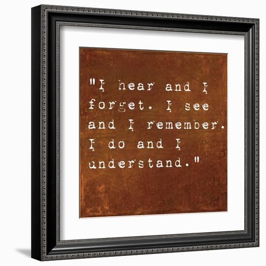 Inspirational Quote By Confucius On Earthy Background-nagib-Framed Art Print