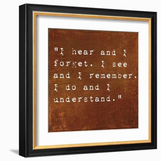 Inspirational Quote By Confucius On Earthy Background-nagib-Framed Art Print