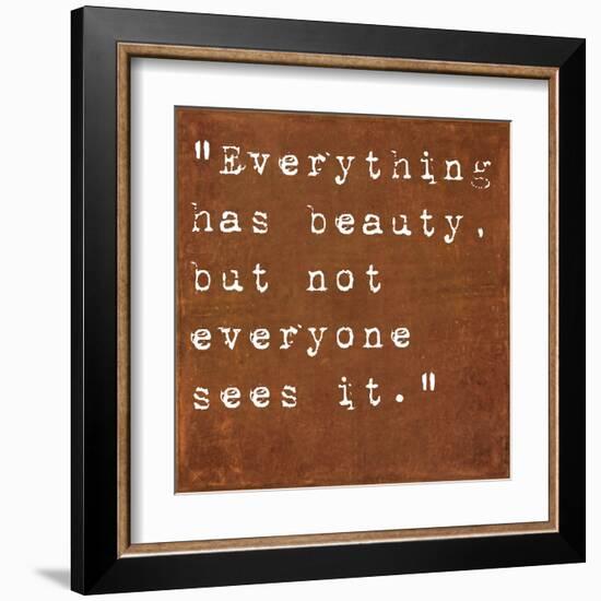 Inspirational Quote By Confucius On Earthy Background-nagib-Framed Art Print