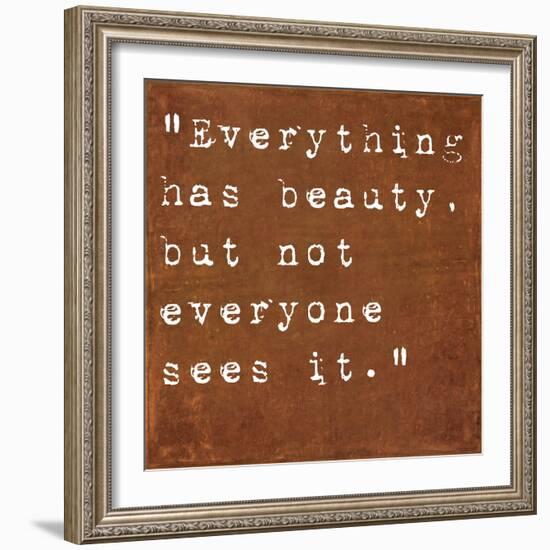 Inspirational Quote By Confucius On Earthy Background-nagib-Framed Art Print