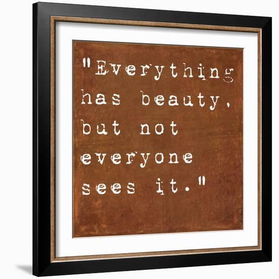 Inspirational Quote By Confucius On Earthy Background-nagib-Framed Art Print