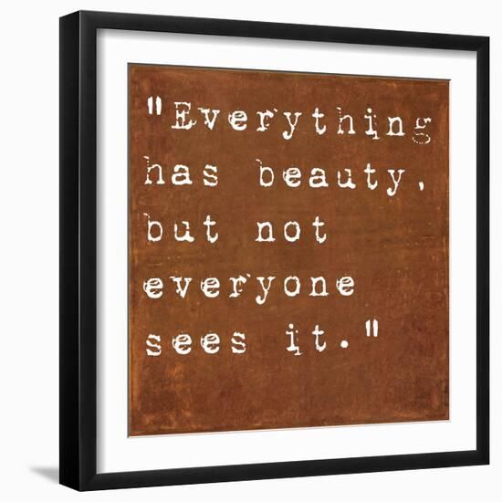 Inspirational Quote By Confucius On Earthy Background-nagib-Framed Art Print