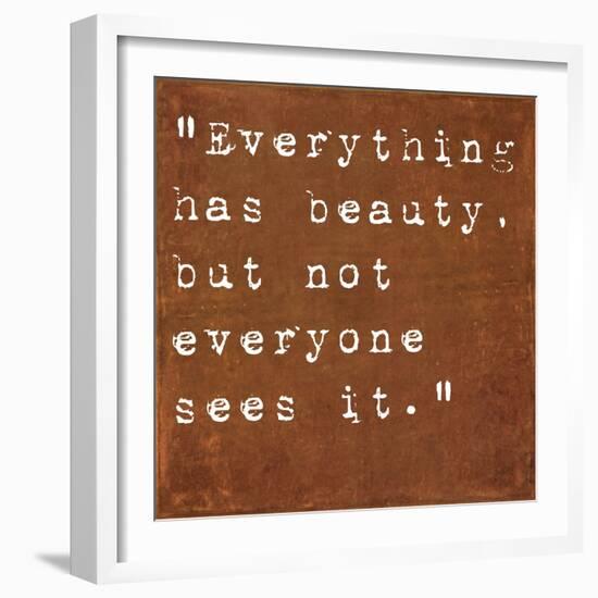 Inspirational Quote By Confucius On Earthy Background-nagib-Framed Art Print