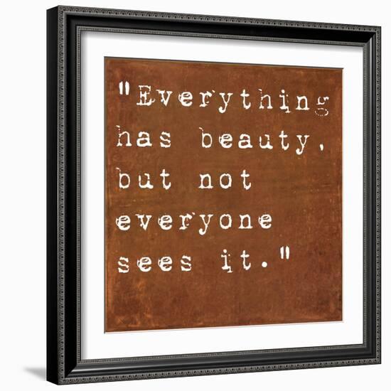 Inspirational Quote By Confucius On Earthy Background-nagib-Framed Art Print