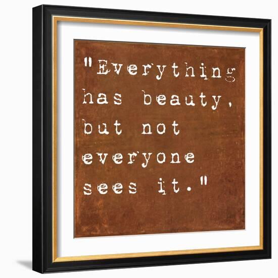 Inspirational Quote By Confucius On Earthy Background-nagib-Framed Art Print