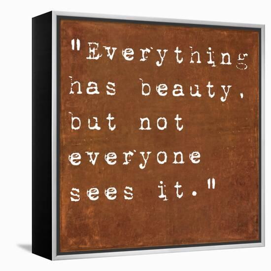 Inspirational Quote By Confucius On Earthy Background-nagib-Framed Stretched Canvas