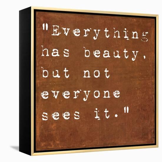 Inspirational Quote By Confucius On Earthy Background-nagib-Framed Stretched Canvas