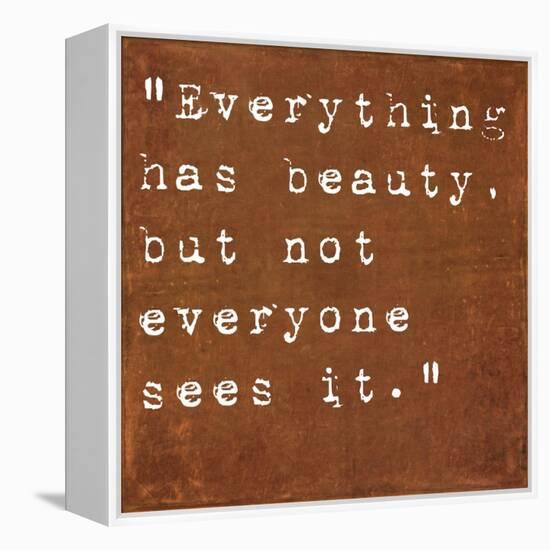 Inspirational Quote By Confucius On Earthy Background-nagib-Framed Stretched Canvas