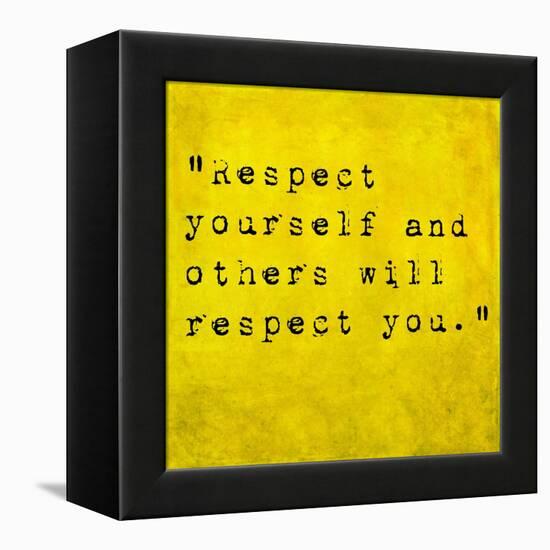 Inspirational Quote By Confucius On Earthy Background-nagib-Framed Stretched Canvas