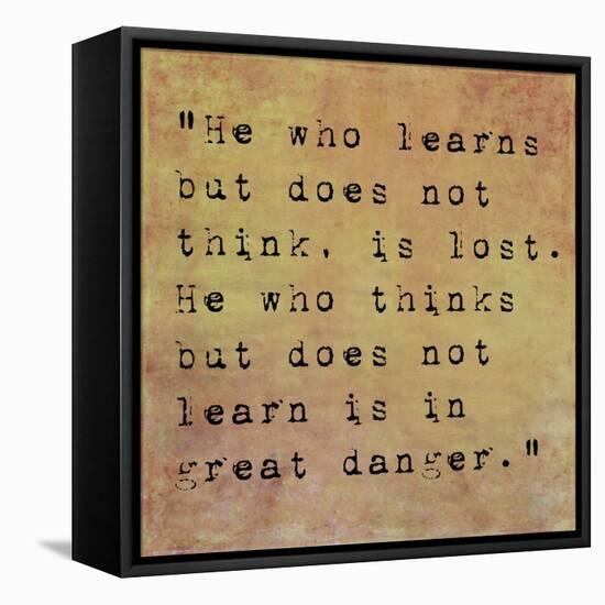 Inspirational Quote By Confucius On Earthy Background-nagib-Framed Stretched Canvas