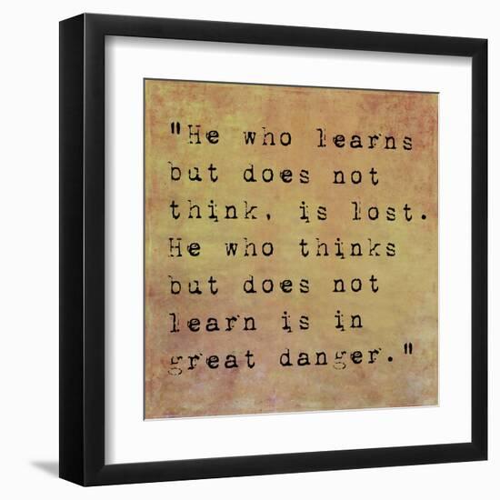 Inspirational Quote By Confucius On Earthy Background-nagib-Framed Art Print