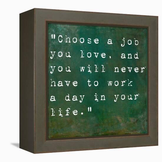 Inspirational Quote By Confucius On Earthy Green Background-nagib-Framed Stretched Canvas