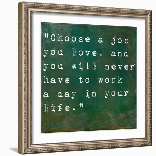 Inspirational Quote By Confucius On Earthy Green Background-nagib-Framed Art Print