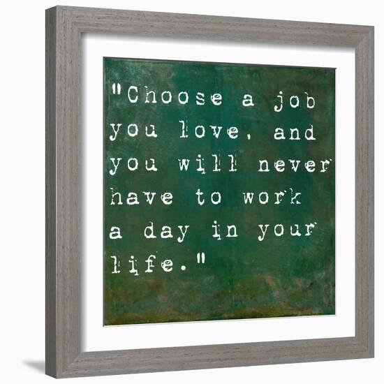 Inspirational Quote By Confucius On Earthy Green Background-nagib-Framed Art Print