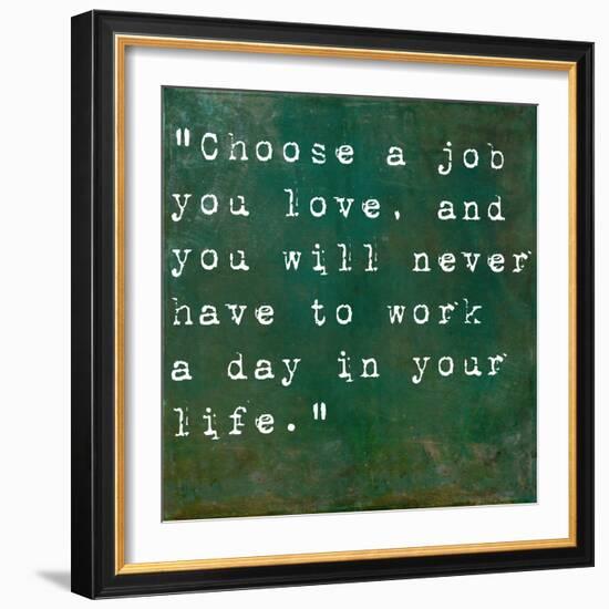 Inspirational Quote By Confucius On Earthy Green Background-nagib-Framed Art Print