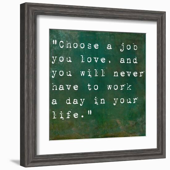 Inspirational Quote By Confucius On Earthy Green Background-nagib-Framed Art Print