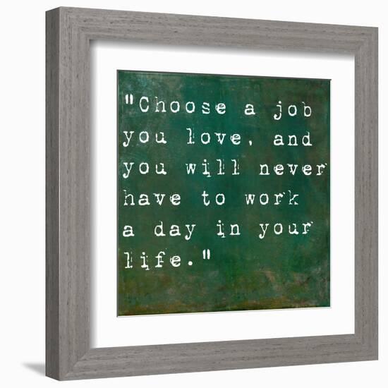 Inspirational Quote By Confucius On Earthy Green Background-nagib-Framed Art Print