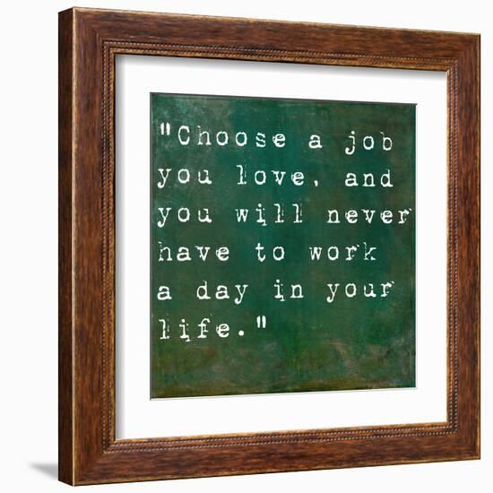 Inspirational Quote By Confucius On Earthy Green Background-nagib-Framed Art Print