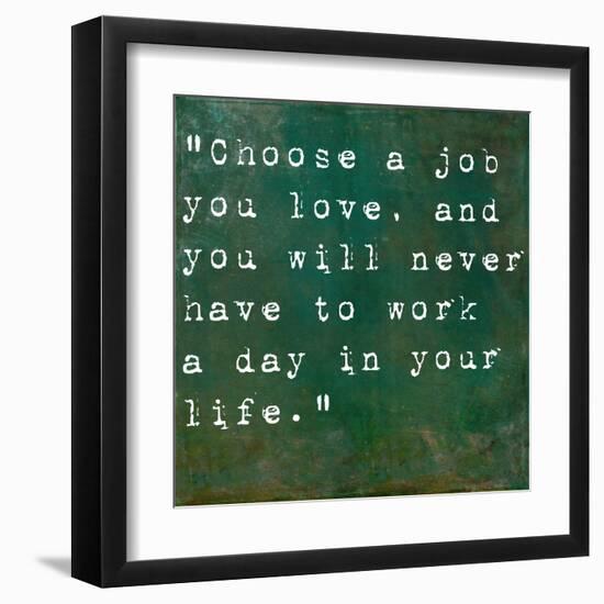 Inspirational Quote By Confucius On Earthy Green Background-nagib-Framed Art Print