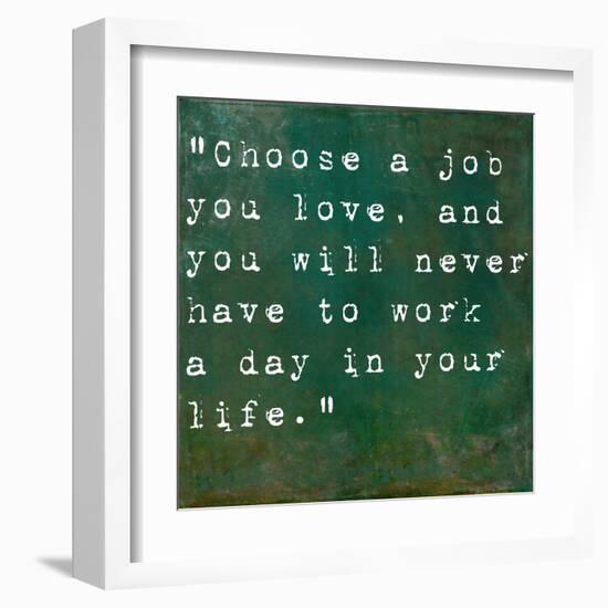 Inspirational Quote By Confucius On Earthy Green Background-nagib-Framed Art Print