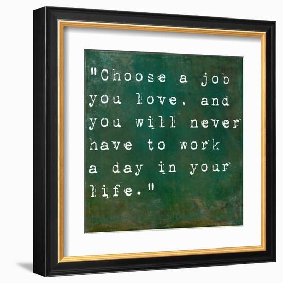 Inspirational Quote By Confucius On Earthy Green Background-nagib-Framed Art Print