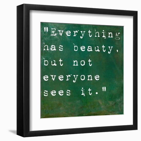 Inspirational Quote By Confucius On Earthy Green Background-nagib-Framed Art Print